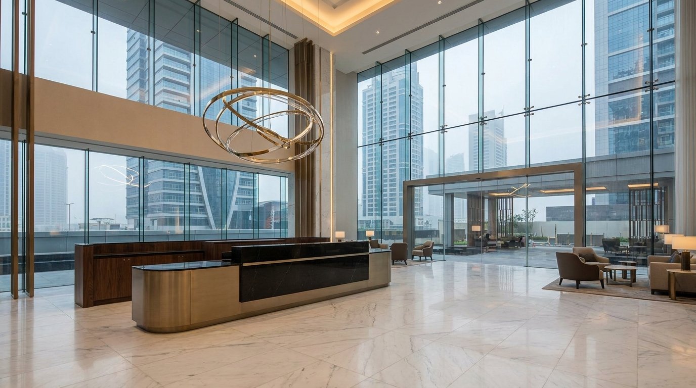 Five-star hospitality lobby architectural concept