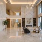 Luxury Dubai villa interior with Indian white marble walls and floor – marble exporter India to UAE
