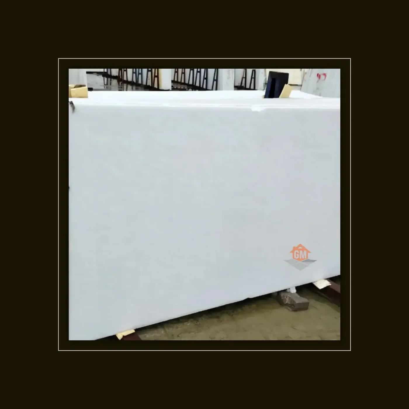 Makrana white marble slab presented for export selection
