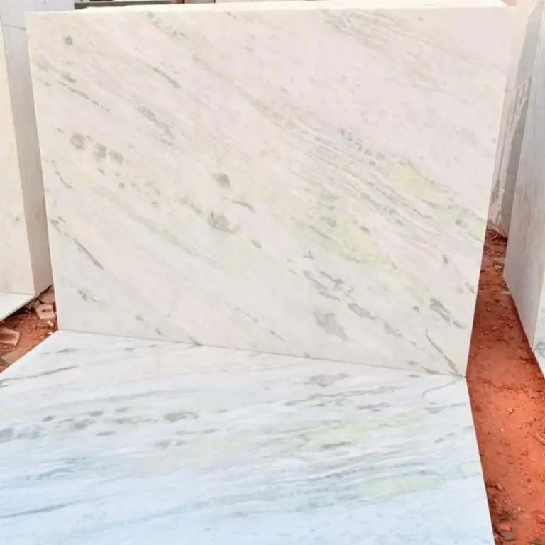 Indian Makrana White Marble slab with soft grey veining – export from Rajasthan
