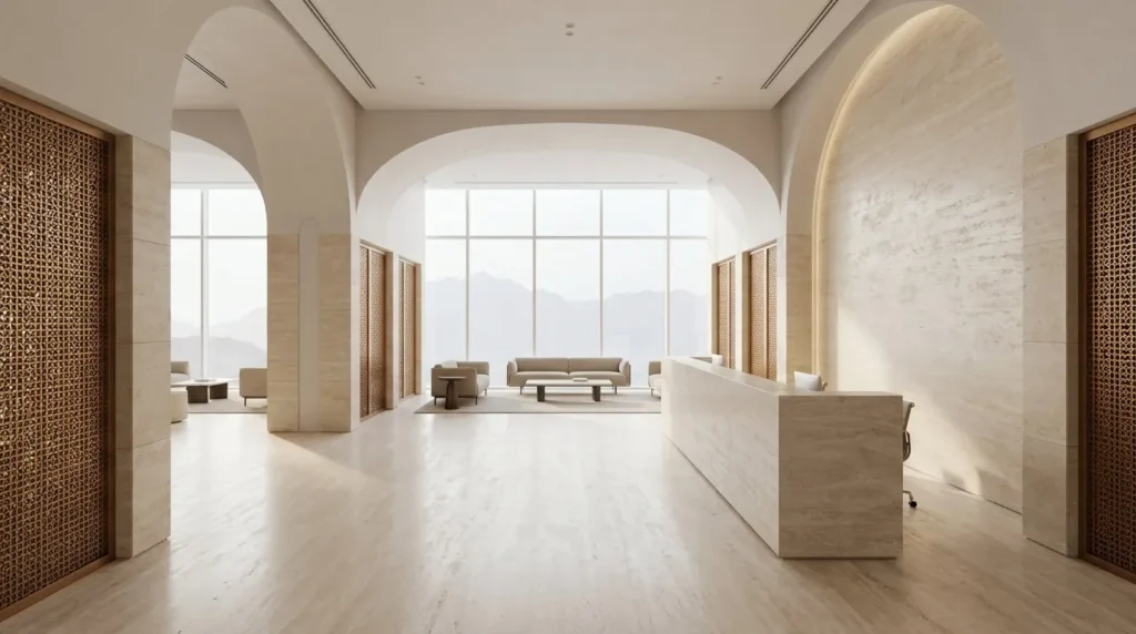 Muscat Corporate Reception Inspiration – architectural concept visualization